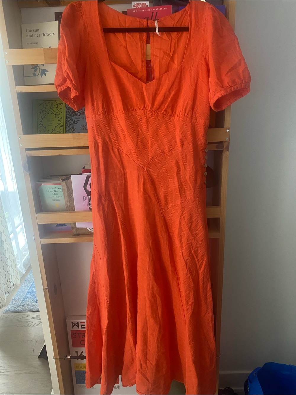 Free People Vibrant Orange Puff-Sleeve Maxi Dress - Picture 2 of 7